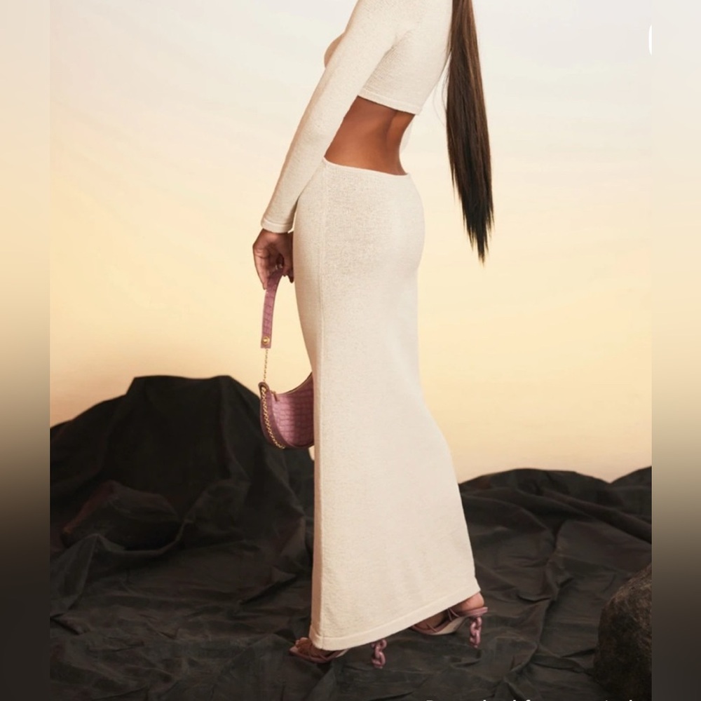 Cult Gaia Serita Knit Cutout Maxi Dress Ivory Long Sleeve Size M - Picture 3 of 12